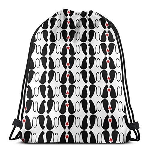 Lilyo ltd Cat Love Noir Mochila con cordón para Gimnasio para Hombres y Mujeres  Bolsa