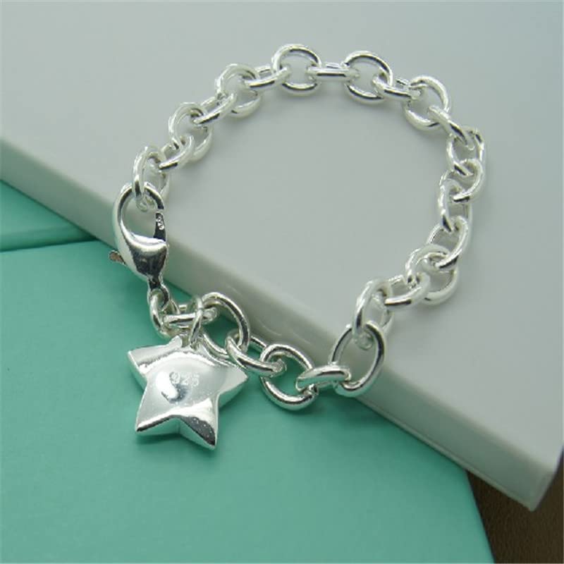JXHSWDG Pulseras de Plata de Ley 925 Pulseras y Pulseras de Cadena con dijes de 6 mm...