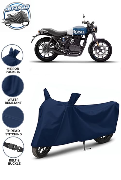 Image of Waterproof Bike Cover for Royal Enfield Hunter 350 | All Weather Protection from Rain, Dust, UV Rays & Scratches with Mirror Pockets & Buckle Belt | Hunter 350 Bike Cover