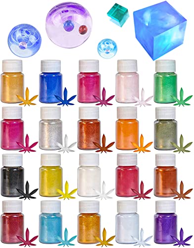 Biutee Mica Powder 20 Colors Slime Powder Pearlescent Soap Making dye Food Grade Skin Safe Resin Dye for Soap Making/Bath Bomb/Resin Jewelry/Nail Art/Eyeshadow DIY/Candle Making (20 Colors)
