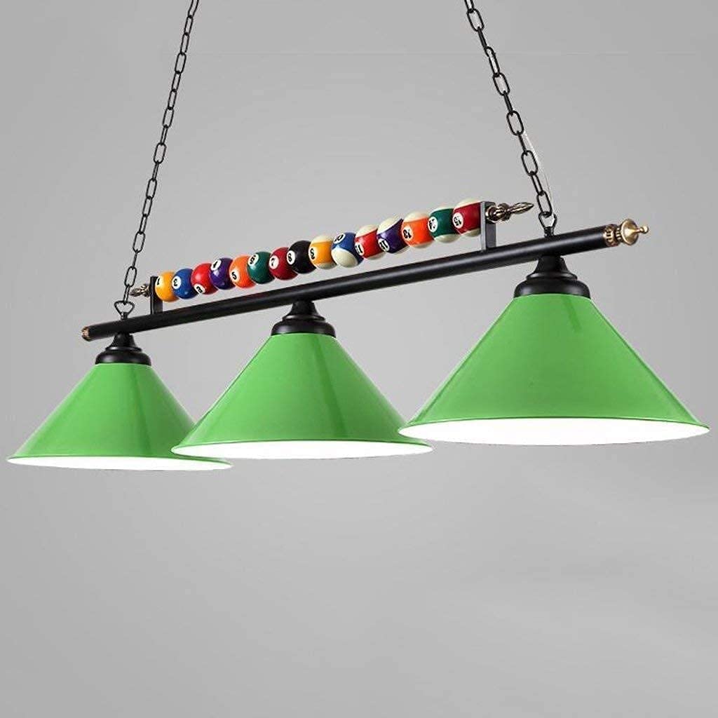 UZOURIChandelier 3 Lamps Billiard Table Eight Black, Wrought Iron Lamps LED Creative Personality(Color:Green)