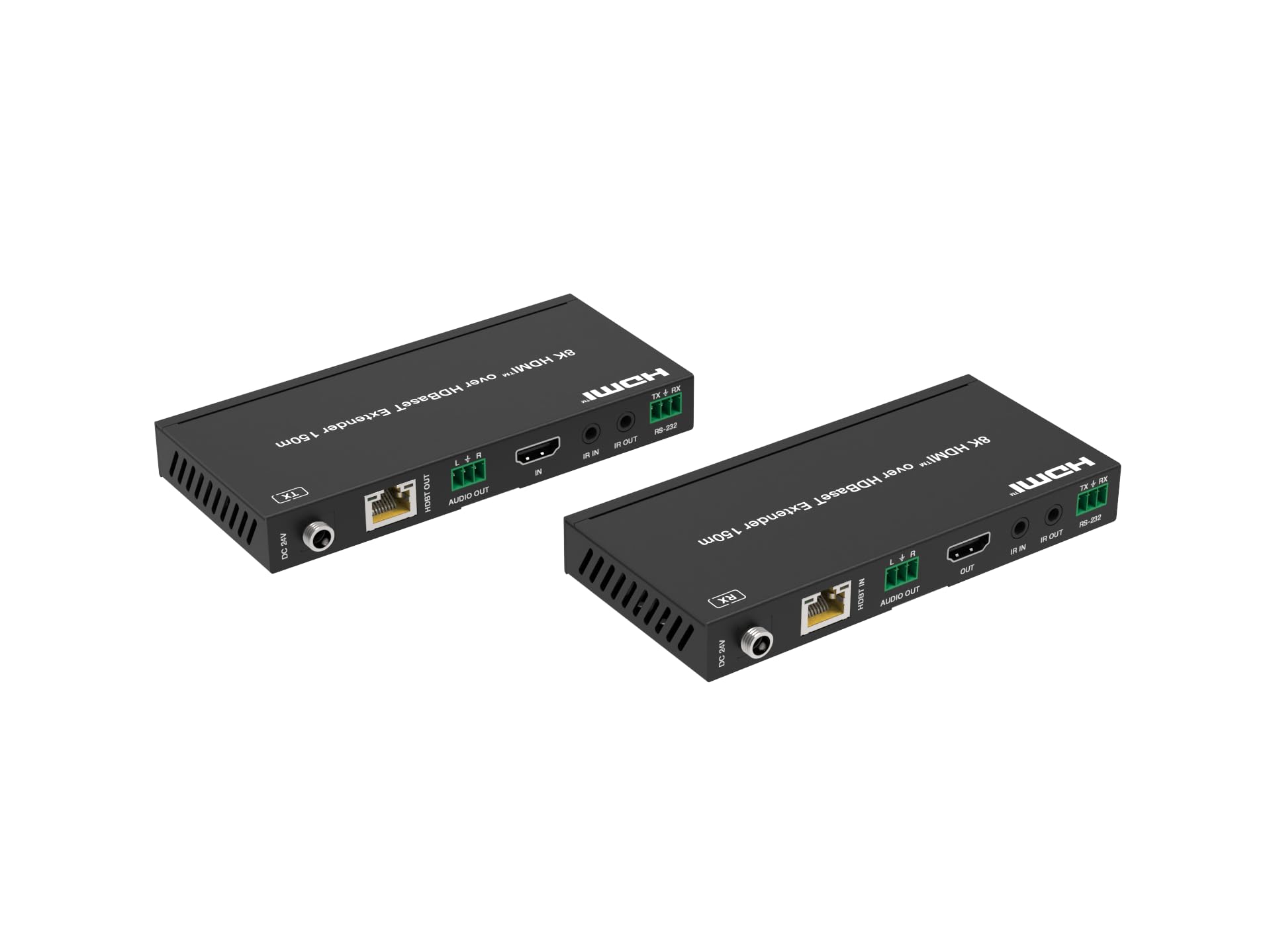 Kit di estensione HDMI 8K su CAT6 - HDBT 40Gbps HDMI 2.1 HDCP 2.3, 4K a 120Hz, 8K@30Hz, IR/RS-232/PoC bidirezionale, HDR10+, Dolby Vision, deincorporamento audio