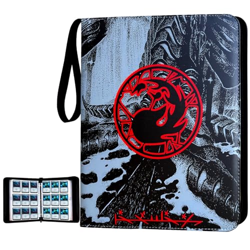Image of 9 Pocket Card Binder, 720 Double Sided Pocket Trading Card Binder, Premium PU Card Collector Album,Card Folder for MTG /YGO /PTCG /Game Cards(Red)