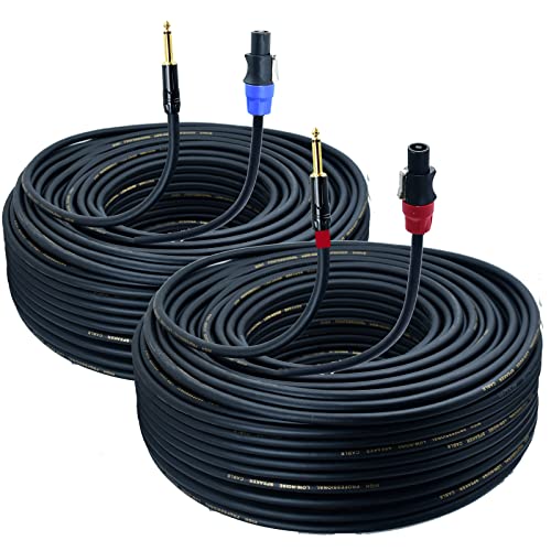 speak on 2pcs professional speakon to 14 inch ts speaker cable for pa jack pair 18 awg gauge male audio port plug amplifier connection dj amp heavy duty bocina cord wire ft with twist lock6 feet