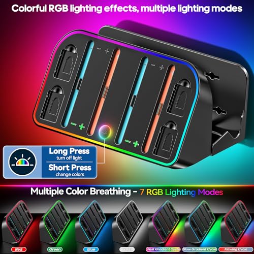 Soporte de Pared para Switch 2 con Cargador, Soporte Pared para NS 2 Consola, Base Cargador Joy-Cons 2 con 7 Luces RGB, Accesorios Switch 2 - imagen 4