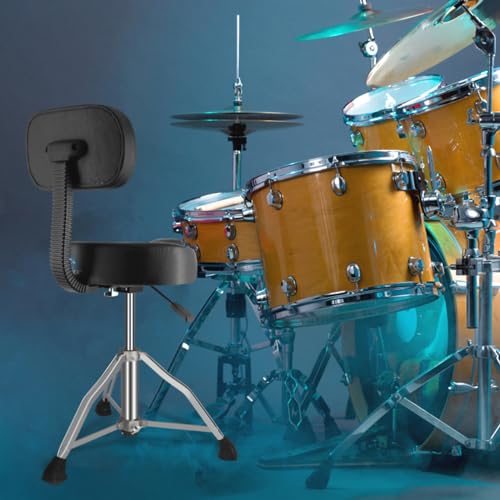 Eastrock DRUM THRONE WITH BACKREST Airlift Drum Chair Motorcycle Style Height Adjustable Heavy Duty Saddle Drum Seat thumb #1