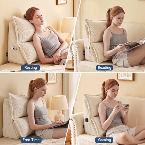Z-hom Large Wedge Pillow Headboard for Bed, Triangular Back Rest Pillow - 5