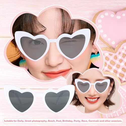 6 Pack Vintage Heart Sunglasses Cat Eye Love Shaped Sunglass for Women Girl Bulk Retro Cute Sun Glasses3