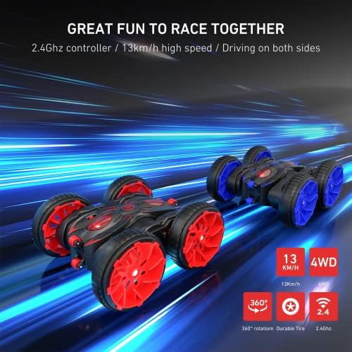 ifollower Remote Control Cars, 4WD Monster Truck Double Sided 360°Flip Rotation, 2.4GHz Fast Stunt RC Car, Off Road Crawler Toy Cars for 3-12 Years Boys Girls Christmas Birthday Gift