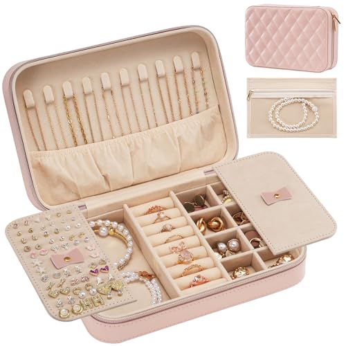 Lolalet Travel Jewelry Case for Women Girls, Travel Jewelry Organizer