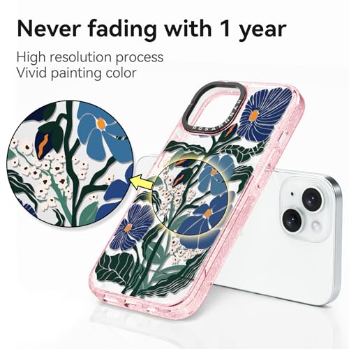 Coque iPhone 15 résistante aux chocs 2m avec motif passiflore fun - 4