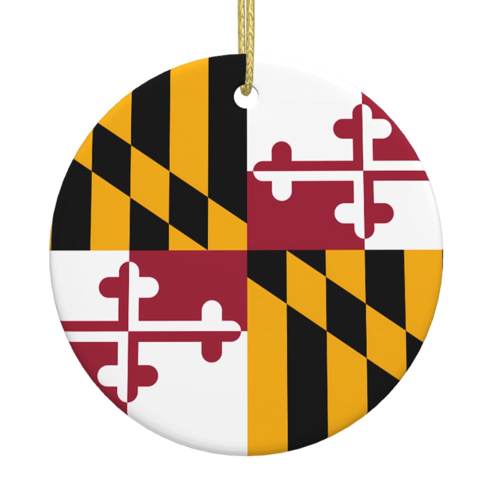 Maryland State Flag Printed Christmas Tree Ceramic Ornaments Holiday Decoration Christmas Unique Pendant for Christmas Party