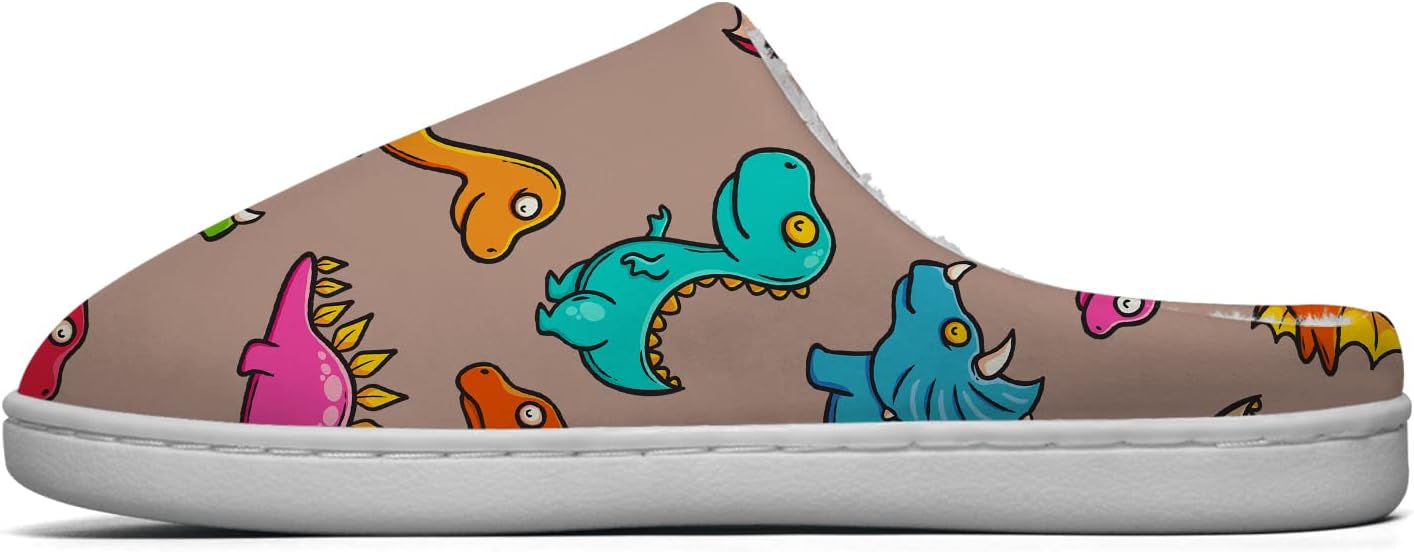 Dino Slippers Womens Mens Slippers House Slippers Colorful Cute Dino T-Rex Slippers Winter Shoes Gifts for Women Men,Size 12-13 Women/10-11 Men