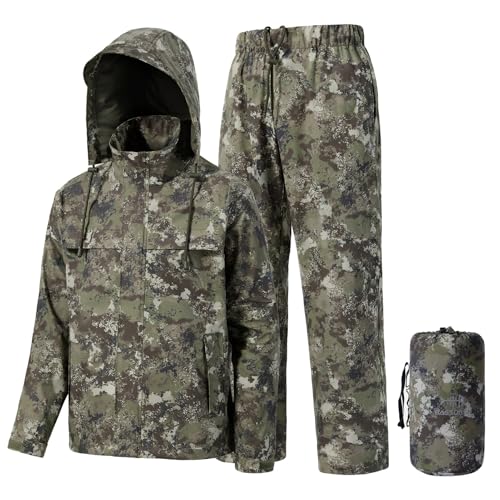 BASSDASH Men’s Rain Suit Waterproof Breathable Durable Fishing Rain Gear Packable for Hunting, Hiking, Running, Cycling FW12