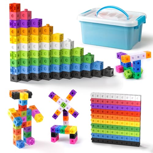 TOMMYHOME Math Linking Cubes with Box 301PCS Preschool Math Manipulative Kids Counting Blocks Play Set Suitable for Learning Educational Supplies in Kindergarten. Great Gift for Boys & Girls (1)