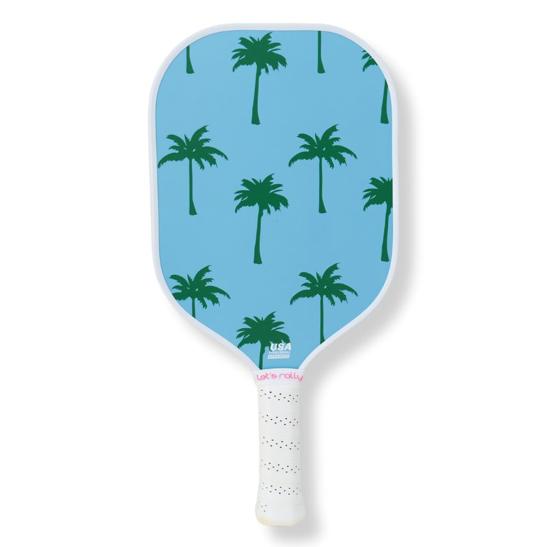 Let’s Rally USAPA Approved Fiberglass Pickleball Paddle (Palm Royale) – Cute Pickleball Paddle for Women, Indoor & Outdoor Pickleball Rackets