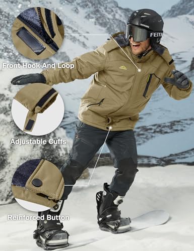 Image of MAGCOMSEN Men's Winter Coats Waterproof Ski Snow Jacket Warm Fleece Parka Raincoats With Multi-Pockets