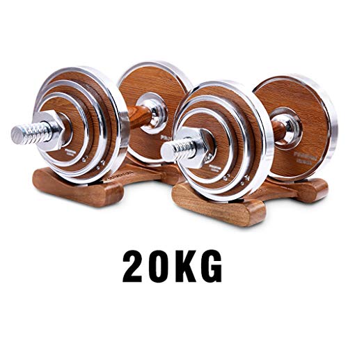 10 Kg Halter (paar) Fitnessapparatuur Voor Thuis Armspiertraining Halter Met Walnotenhouten Handvat Gratis Dumbbell Tray… - Afbeelding 4
