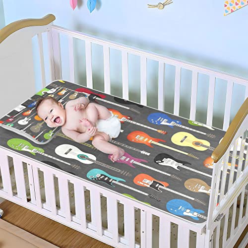 Blueangle Summer Crib Sheets, Soft Breathable Comfortable Ice Silk Mat Set For Boys Girls, Guitars Crib Sheets Fits Standard Crib And Toddler Mattress #TOP6