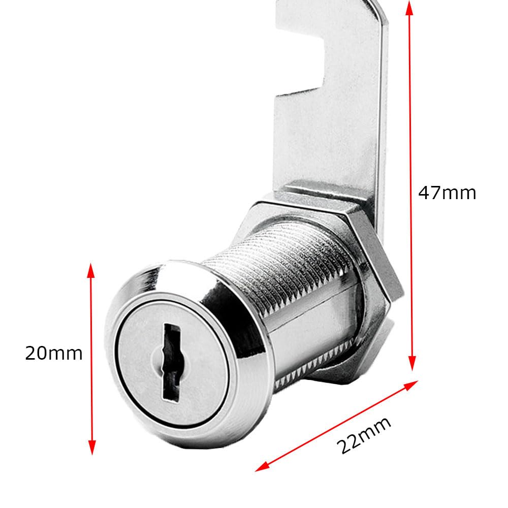 Serratura Per Armadietto 16 Mm - Con 5 Piastre Di Serratura, Chiavi Identiche, Per Cassette Postali E Mobili