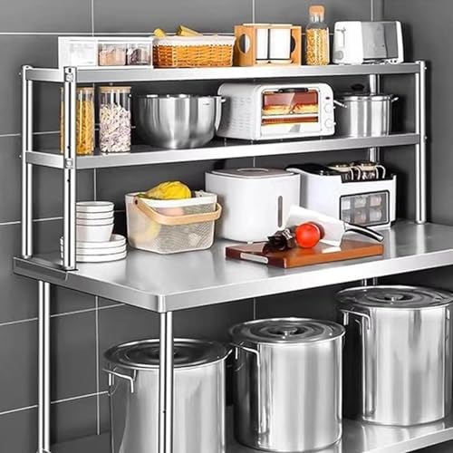 Mesa de trabajo de acero inoxidable, altura ajustable, capacidad de peso de 550 libras, estante de almacenamiento para restaurante, taller, cocina