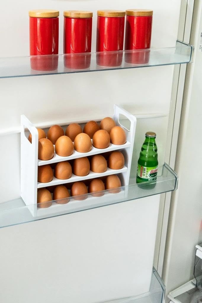 Mithra Life 3 Katlı 30 Bölmeli Buzdolabı İçi Yumurtalık Organizeri Plastik Beyaz MIT1094