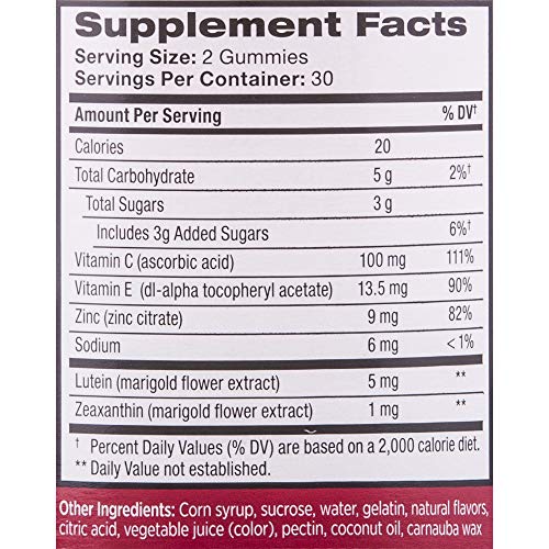 Ocuvite Vitamin & Mineral Supplement For Eye Health Adult Gummies, Contains Lutein & Zeaxanthin, Bausch, 60 Count #TOP4