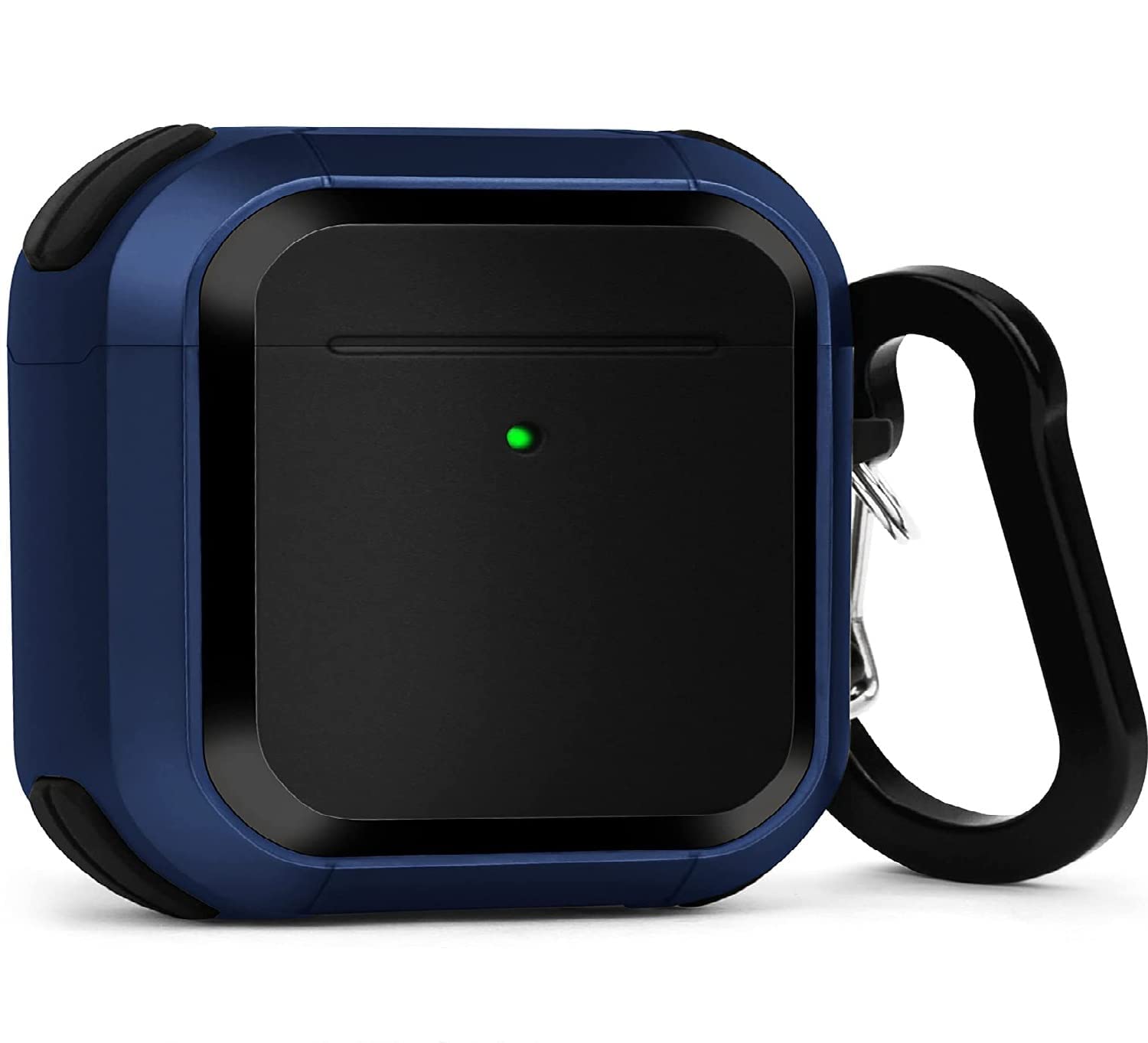 Full-Body Rugged Protective,Resilient Shock Absorption Design,Durable Armor with Smooth Skin Case Cover Compatible with Airpod 1& 2 - Black/Blue [AIRPODS NOT Included]