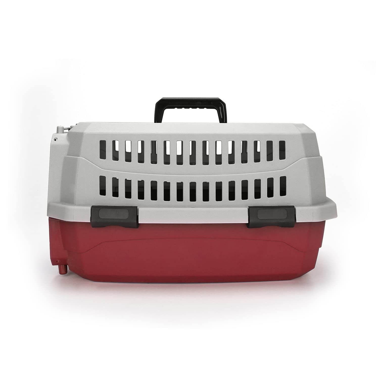 Nobleza - Transportin Gato Perro Pequeño, Transportin para Gatos Perro Portátil y Transpirable, Mascotas Perros Gatos Accesorios, Transportín de Plástico, 47x31x26 CM, Rojo & Gris