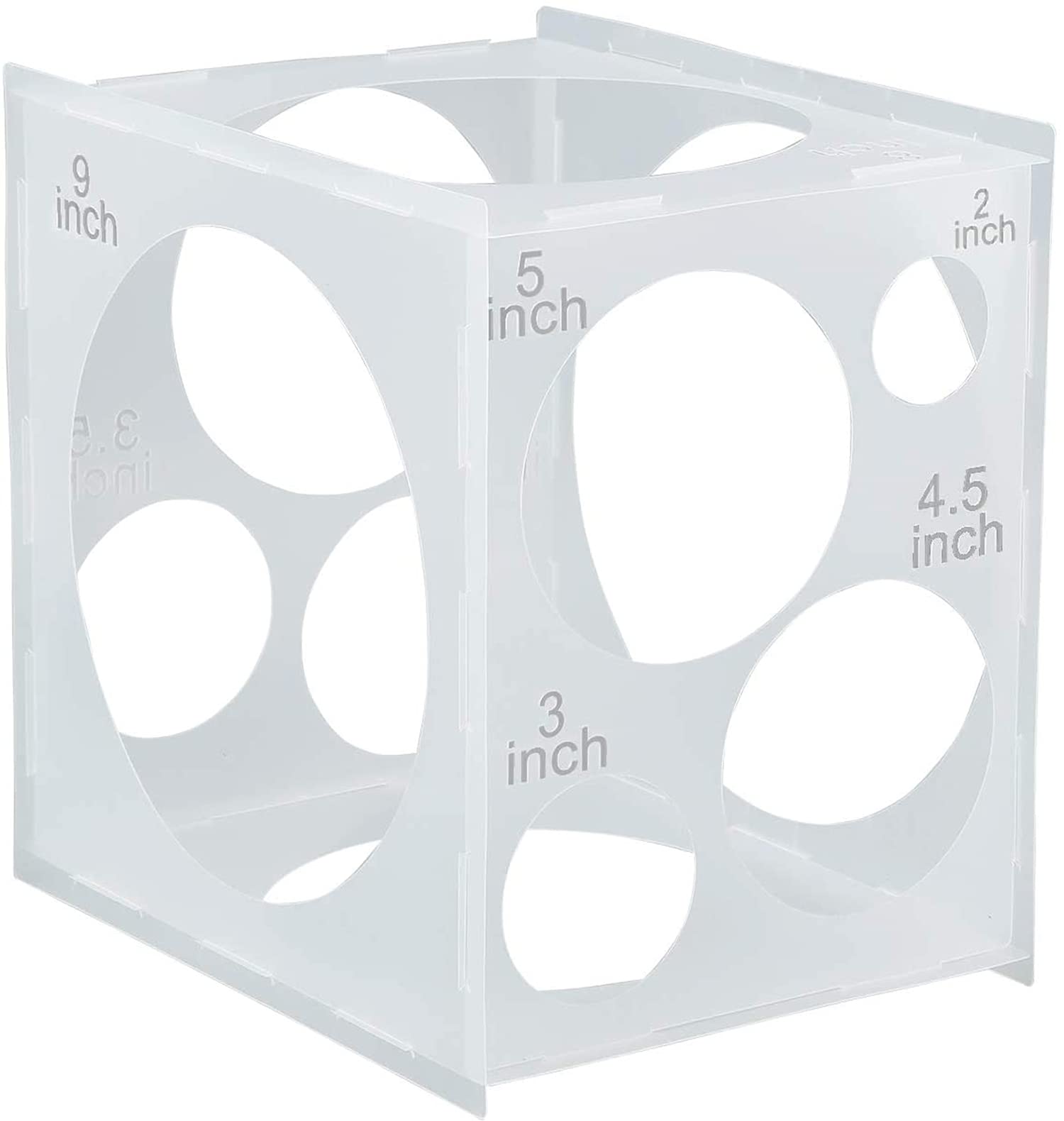 DELFINO Collapsible Plastic Balloon Sizer Box Cub Worown 11 Holes, Size Measurement Tool for Party Birthday Wedding Decorations, Arches, Columns (2-10 Inch)