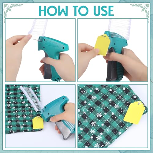 Image of Honoson 2006 Pcs Clothing Price Tags with Gun Set Including Garment Price Tag Attacher with 5 Steel Needles 500 Clothing Label 1500 Plastic Fasteners Barbs (Scalloped Colorful)
