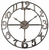 Delevan Large Wall Quartz Clock 34' Openwork Design Hand Forged Metal Finished Oversize
