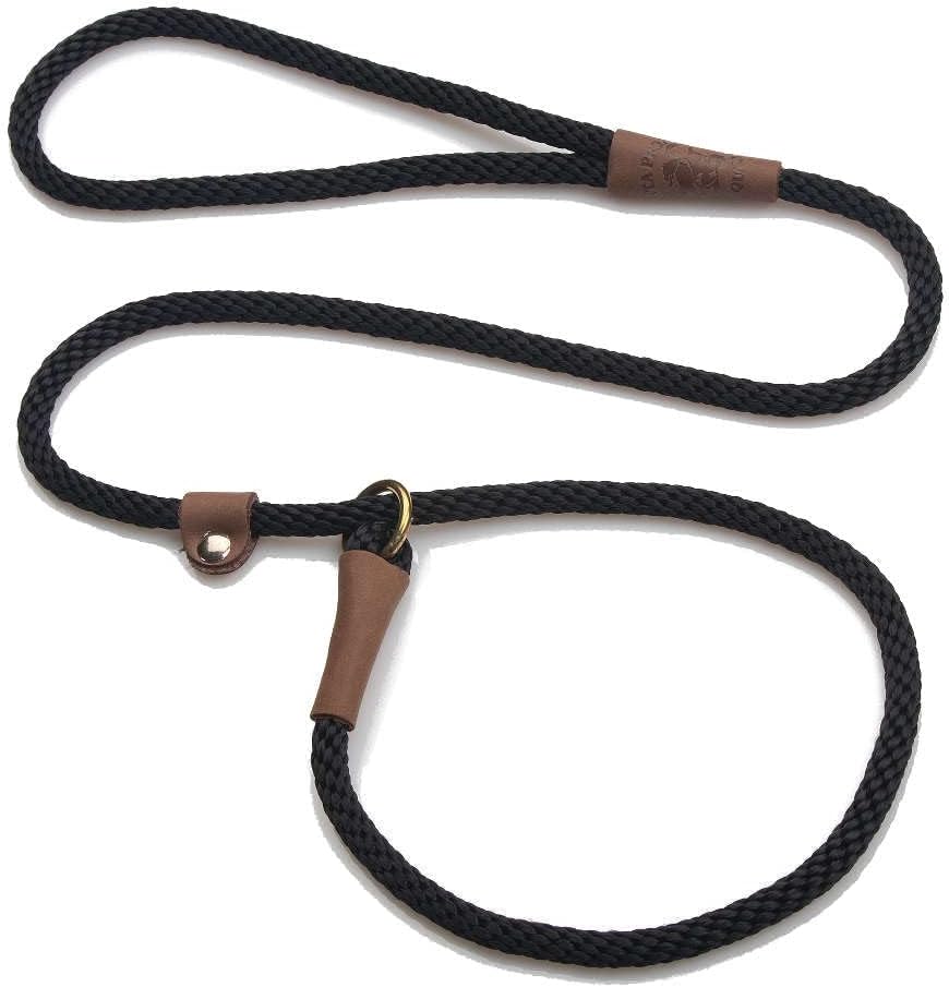 Mendota Pet Slip Leash - Dog Lead and Collar Combo - Made in The USA - Black, 3/8 in x 6 ft - for Small/Medium Breeds