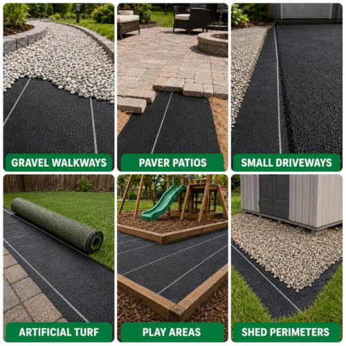 Image of Weed Barrier Fabric, 4FTx100FT Heavy Duty Landscape Fabric with 20 U-Shaped Securing Pegs, 3.2OZ Geotextile Ground Cover, Woven Weed Block for Gardening, Landscaping, Driveway
