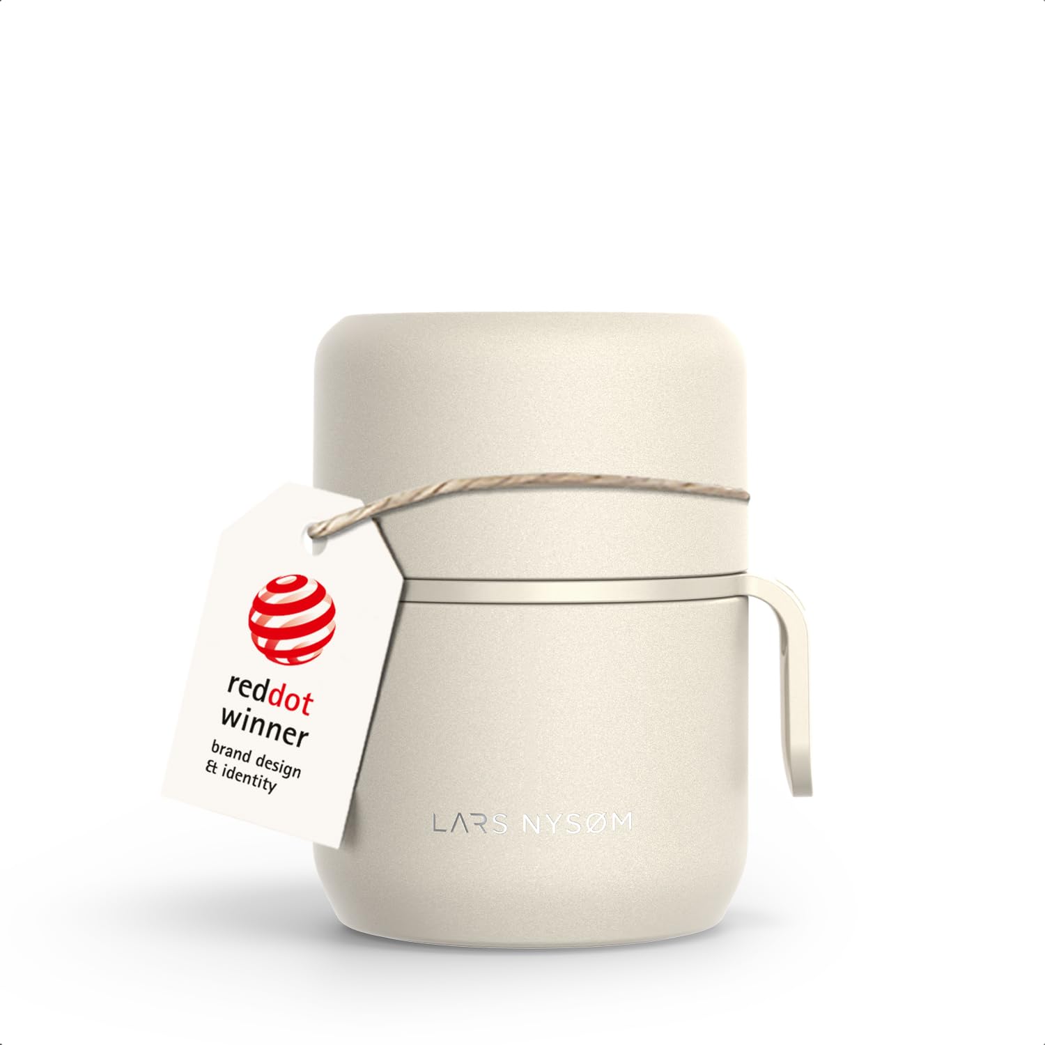 LARS NYSØM Stainless Steel Vacuum Insulated Food Jar - Leakproof Lunch Pot & Lunch Jar for Hot and Cold Food, Wide Mouth Food Jar, Portable Soup Container for Work & Travel (Cream Beige, 350ml)