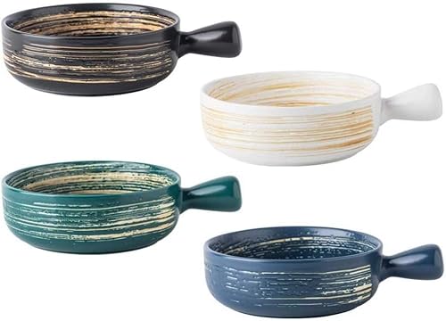 Sopa de cebolla francesa de cerámica de 20 onzas, juego de 4, cuencos duraderos de un solo mango, asas fáciles de agarrar, adecuado para sopa, guiso