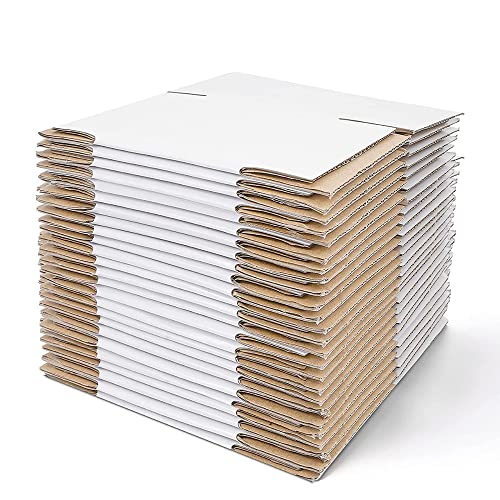 Image of 4.5in x 4.5in x 5in White Packaging Box 3 Ply Corrugated Cardboard Carton Shipping Square Storing Boxes Pack of 75