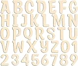 124Pcs Wooden Letters for Crafts 5cm Unfinished 2 inch Capital Wooden Alphabet Letters Numbers Small Wood Letter for Children's Names DIY Painting Arts Kids Spelling Learning Wall Embellishment Decor