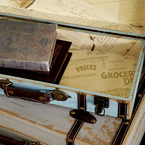 Deco 79 Wood Nesting Trunk With Vintage Accents And Studs, Set Of 3 23", 21", 18"W, Multi Colored #TOP4