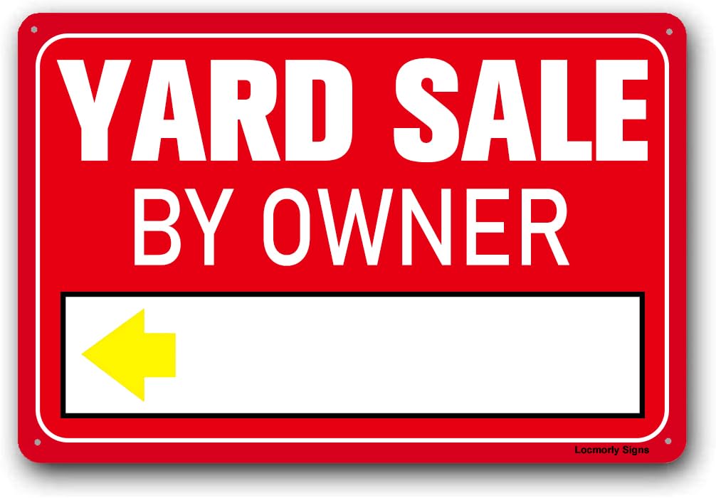 (2-Pack) Metal Tin Sign Yard Sale By Owner Sign, 8x12 Inch, Aluminum Yard Sign