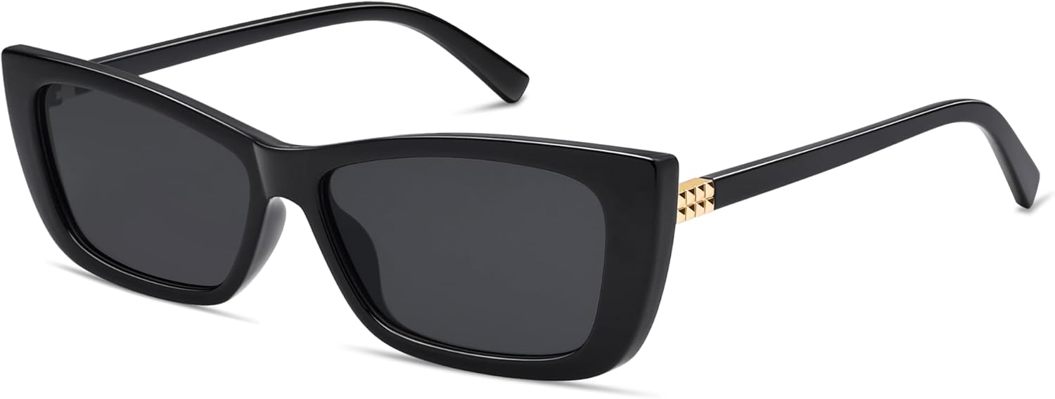 Retro Rectangle Sunglasses for Women Trendy Cateye 90s Narrow Vintage Sunnies AP3724