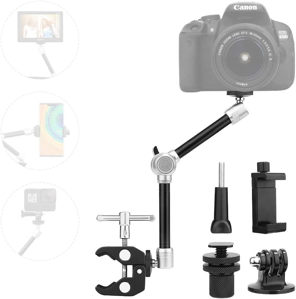 TOAZOE 11" Adjustable Robust Articulating Friction Magic Arm Clamp Holder Mounts Kit for DSLR/Mirrorless/Action Camera/Camcorder/LCD Monitor Video Vlog Rig w/Smartphone/iPhone/GoPro/Arlo etc : Electronics