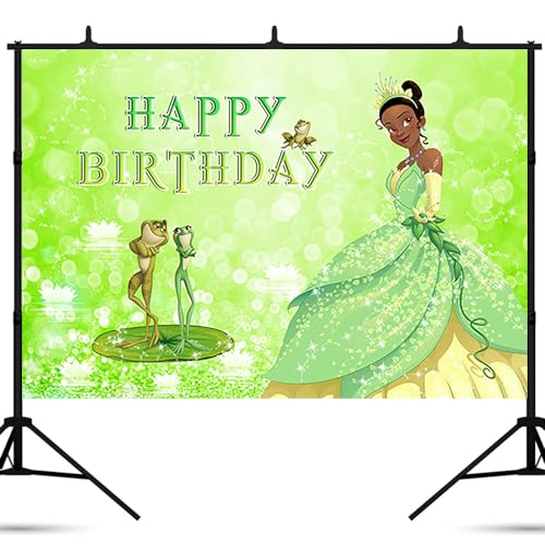 Green Birthday Party Backdrop Princess and The Frog Photo Background Banner Birthday Party Decorations Banner Princess Tiana Theme Photography Backdrop