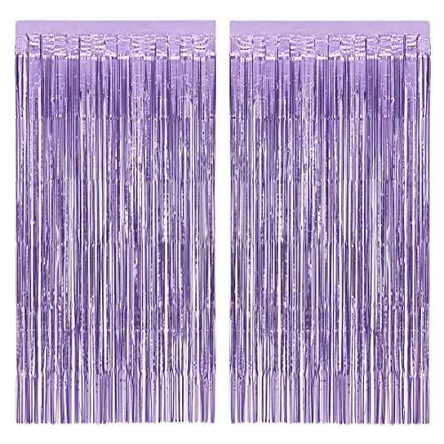 Image of xo, Fetti Party Decorations Matte Purple Fringe Foil Curtain - Set of 2 | Bachelorette Bridal Shower Backdrop, Wedding, Birthday Photo Booth