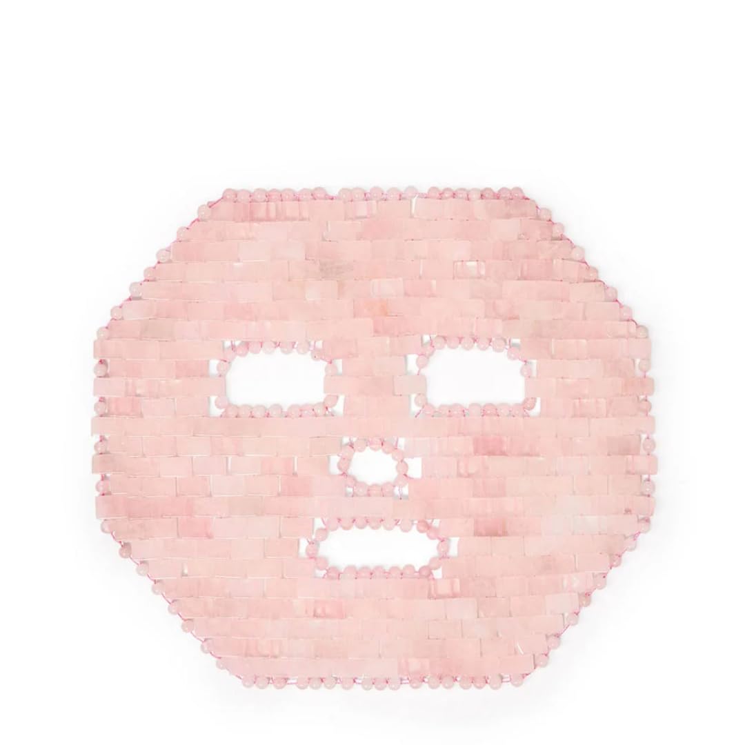 CRYSTALLOVE Rosenquarz Gesichtsmaske – Luxus Gesicht Maske aus Naturstein – kühlende Face Mask gegen Schwellungen & Augenringe – Anti Aging Massage Maske für Glow & Entspannung