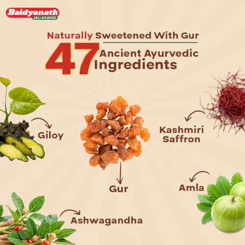 Image of Baidyanath Jaggery Gur Chyawanprash - 900gm | Ayurvedic Chyawanprash with Amla & Giloy | Natural Gur Sweetened | Daily Energy, Strength & Immunity Support