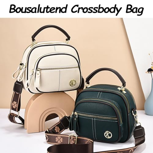 Bousalutend Crossbody Bag, Classic Multifunctional Compartments Adjustable Wide Shoulder Strap Leather Cross Body Bag2