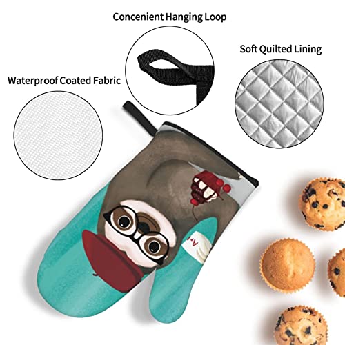 Yiftd Oven Mitts And Pot Holders Sets Of 4 Cute Sloth Washable Kitchen Gloves Waterproof Oven Gloves And Hot Pads For Baking Cooking Grilling Bbq #TOP3