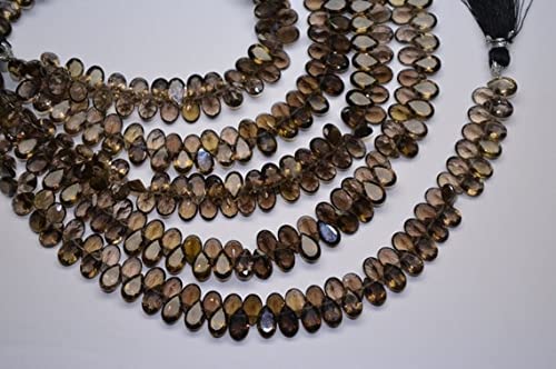 Perles quartz fumé taillé en poire 5x7mm LKBEADS pour création bijoux