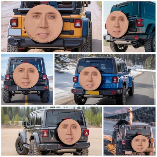 Image of GENANY Funny Famous Face Father's Day PVC Spare Tire Cover for RV Trailer, Waterproof, Size 17 Fits 31-33 Inch